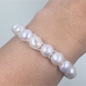 Flexible White Freshwater Pearl Bracelet